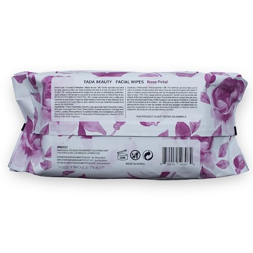Tada Beauty Facial Wipes Makeup Remover | Tea Tree & Rose Wet Cleansing Wipes (Rose + Tea Tree, 4-Pack (320Ct)) #TOP6