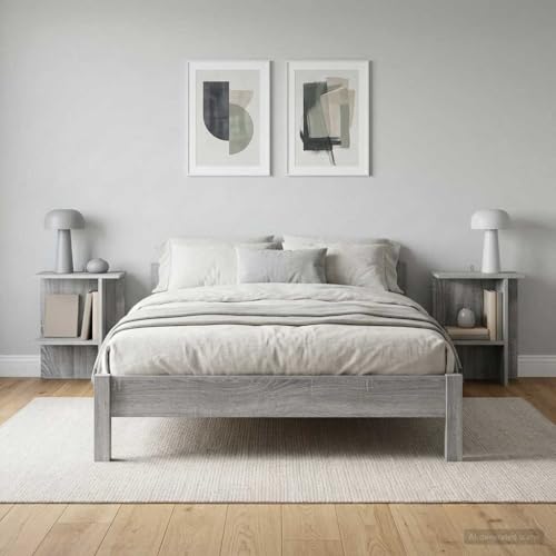 Meuble d'appoint petit espace : lot de 2 tables basses de salon avec rangement gris - 2