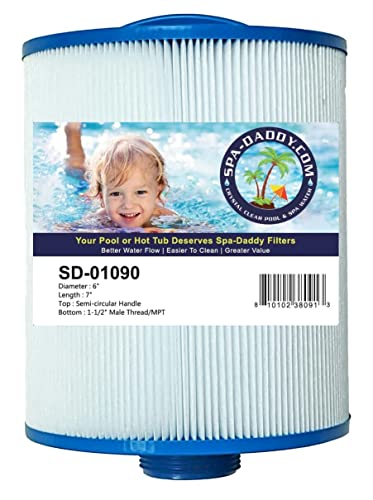 Spa-Daddy SD-01090 Filter - Replacement for Jacuzzi Leisure | Atlantic Pools | Elite | Artesian Spas | Coleman | Skim Filter 25 Sq Ft Replaces Pleatco PAT25P4 | Unicel 6CH-26