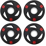 Fitvids Olympic Cast Iron 2-Inch Weight Plate for Strength Training & Weightlifting, Rubber Coate Style, Multiple Weights Available