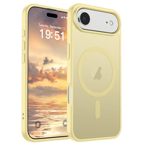 Image of SUPFINE Magnetic for iPhone Air Case (Compatible with MagSafe)(Military Grade Drop Protection) Slim Translucent Matte Shockproof with Anti-Fingerprint Phone Cover for 17 Air,Buttercream Yellow