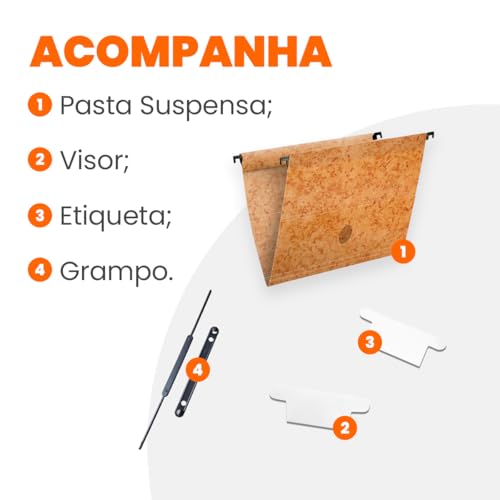 Dello - Pasta Suspensa 0039F Marmorizada Plastificada Haste Plastica - Caixa com 50 unidades