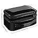 Viridian Mist Makeup Bag, Travel Cosmetic Bag for Women Girls, with Brushes Compartment, Zipper Pouch, Multifunctional Travel Organizer, 2 Layer, Shiny Black