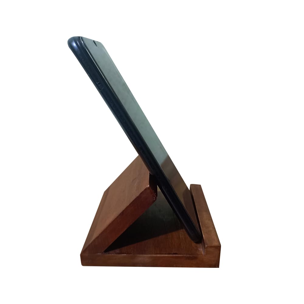 Mobile Phone Stand for Home & Office | Wooden Table Mount Cell Phone Holder | Smart Phones & Tablet Stand | Teak Wood | Anti Skid | Portable (B0D49PG4D5) Amazon Price History, Amazon Price Tracker