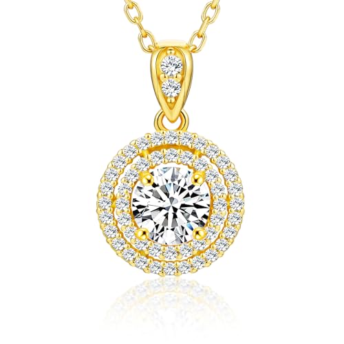 Moissanite Necklace for Women, 1CT S925 Sterling Silver Moissanite Pendant,