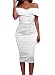 Alvaq Women's Sexy Ruched Off Shoulder V Neck Bodycon Club Midi Dress