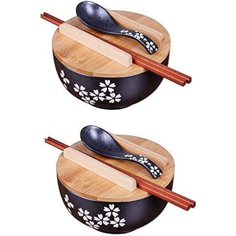 2PCS Vajilla de cocina japonesa Tazón de fuente de estilo vintage coreano Cuenco de arroz Tazón de fuente de cerámica instantánea de estilo japonés Suministros de cocina Cover