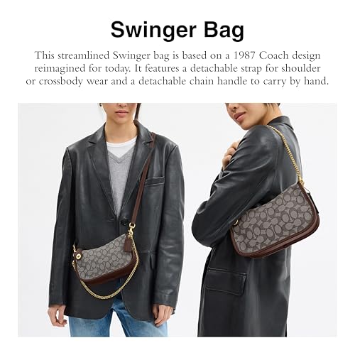 Coach Swinger Bag in Signature Jacquard, B4/Oak Maple2