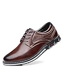 Men’s Dress Shoes Casual Business Oxford Derby Orthopedic Leather Shoes Comfortable Walking Shoes Office Loafers Work Flats,Brown,11