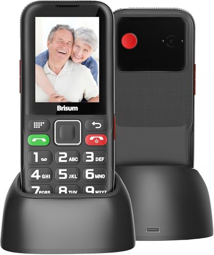 Brisum Version F22 Téléphone portable pour personnes âgées sans contrat | Batterie 2500 mAh longue durée de veille | SIM avec bouton d'appel d'urgence | Téléphone portable pour retraités | Téléphone