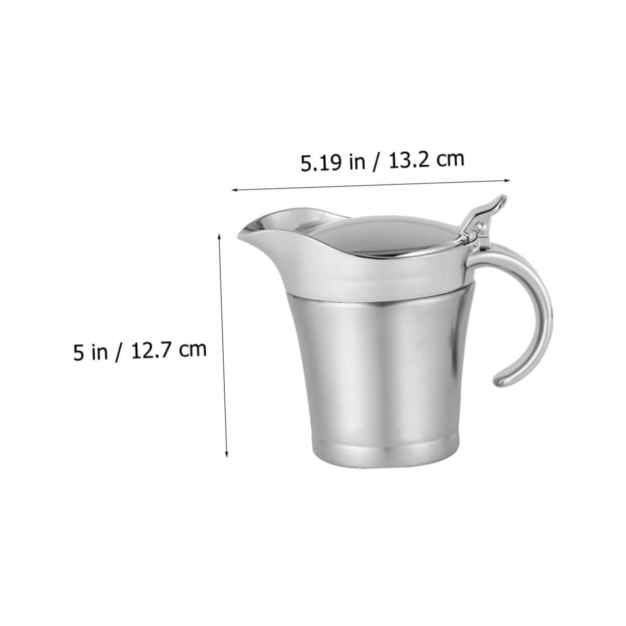Zerodeko Pot à Sauce Inox 304 Double Paroi 450 Ml Couvercle en Acier Inoxydable Distributeur Isolant pour Restaurant la Cuisine Maison