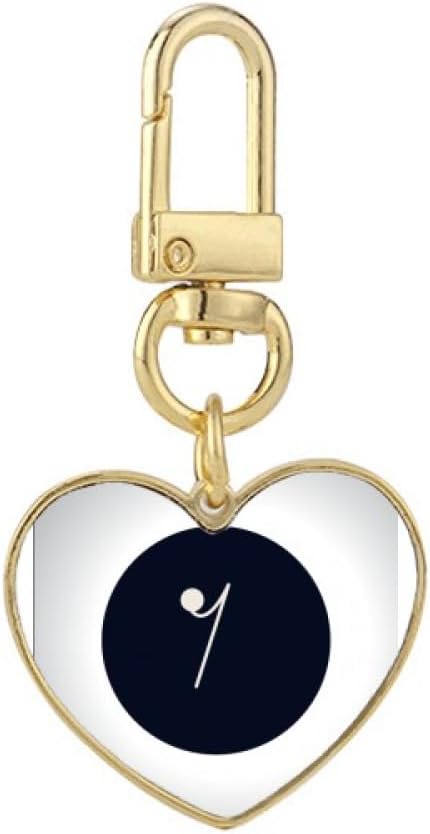 DIYthinker White Music Eighth Rest Black Gold Heart Keychain Metal Keyring Holder