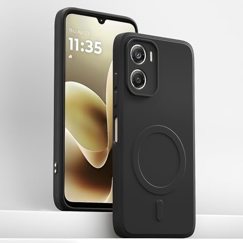 Image of Pikkme Back Cover for Motorola Moto G06 Power Soft Matte Silicone Mag-Safe Design (Mag-Safe Not Support) Camera Protection | Slim Fit Bumper Cover (Black)