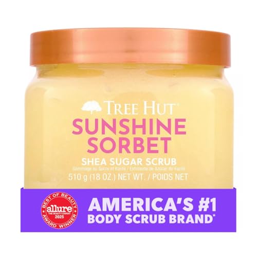 Image of Tree Hut Sunshine Sorbet Shea Sugar Scrub, Exfoliating Body Scrub Removes Dead, Dry Skin for a Soft & Hydrated Feel, Nourishing Essential Body Care, 18 fl oz.