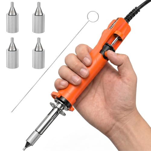 Image of Preciva 929D-VI Electric Desoldering Pump 180W Temperature-Controlled | Desoldering Gun with 4 Nozzles (1.0mm & 1.2mm) - Solder Sucker with On /Off Switch for PCB Soldering Repair