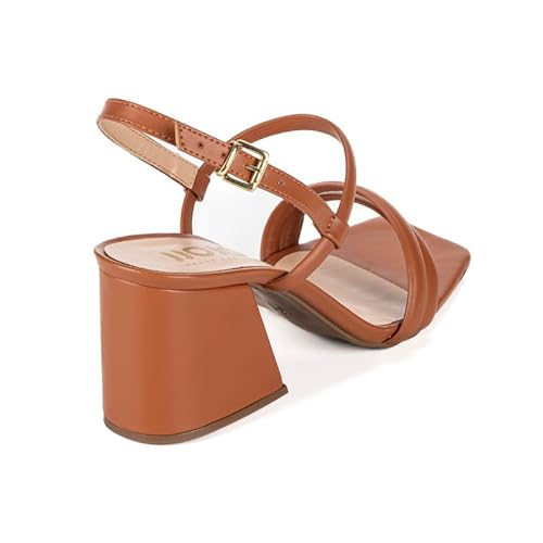 Sandália Feminina Jjojo Moda Otaviana Salto Médio 7 Cm (36, Caramelo)