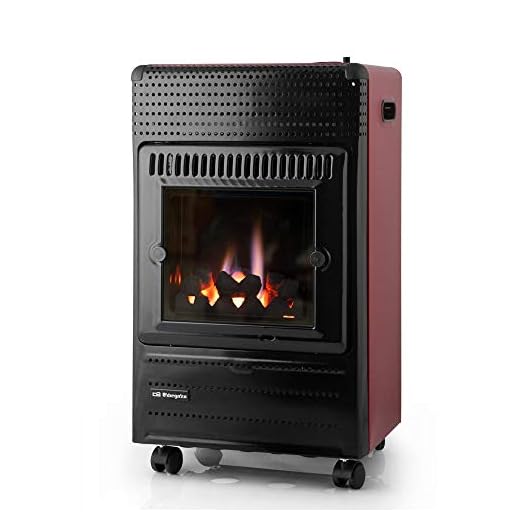 Estufa de llama azul. Imitación de leña y fuego real. Potencia máxima 3500W. Apta para gas propano y gas butano.