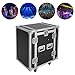 DJ Rack Road Case, 10U Rolling PA DJ Equipment Rack with 4 Universal Wheels 2 Brakes Ample Storage Space and Good Weight Capacity Spring Handle Free Standing DJ Mixer Stands Audio Cabinet for Studios