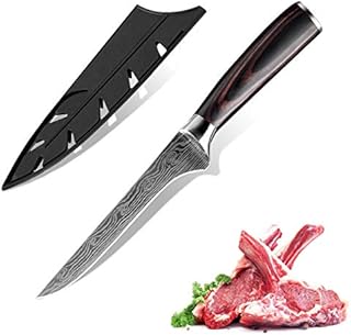 KEPEAK Boning Knife 6 Inch, Fillet Knives High Carbon Steel and Pakkawood Handle for Meat, Fish, Poultry, Chicken Chef Kitchen Knife
