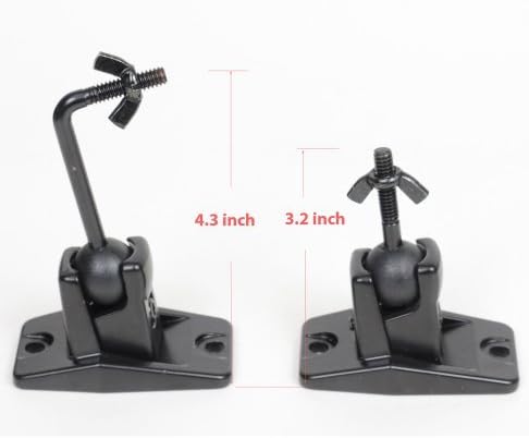VideoSecu One Pair Black Univaersal Satellite Speaker Mount Bracket for Wall and Ceiling, fits Keyhole and thread hole with 1/4 20 threads, 4mm and 5mm 1ST by VideoSecu