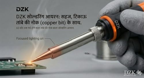 Image of DZK 60W 220V Professional Soldering Iron Kit with 100% Genuine Copper Tip & High-Qualit Solder Wire Fast Heating Electric Iron for Mobile Repair, DIY & Electronics Work (2026 Edition)