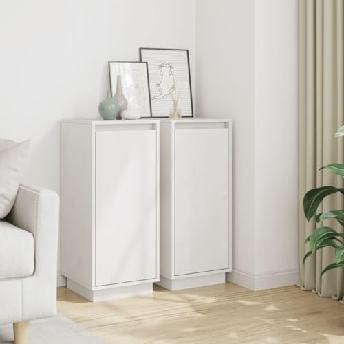 Lumanois Buffets 2 pcs Blanc 31,5x34x75 cm Bois Massif de pin Buffets & bahuts Blanc,813353