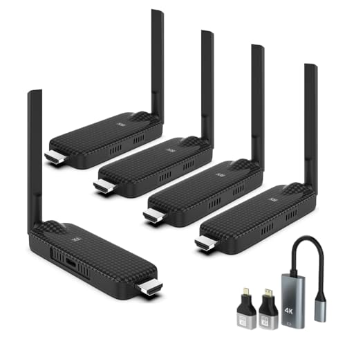 Wireless HDMI, 4 Receiver and Transmitter USB-C Extender Kit, 50m Long-Range, Plug & Play, Dual Antennas, 2.4G/5G, No Lag, Multi-Screen Display, for TV, Projector, Monitor, PC, Laptop, PS4