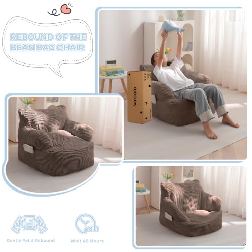 Image of MAXYOYO Kids Bean Bag Chair, Stuffed Bean Bag Sofa, Brown, Standard
