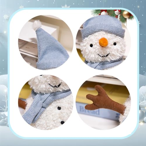 Weihnachten Kuscheltier Schneemann,25cm Weihnachten Schneemann Weiches Fell Plüsch, Plüschtier Christmas Plüschpuppe Dekoration Stofftier Plüsch Figuren Spielzeug für Kinder Mädchen Jungen (C)