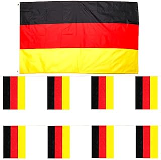 Germany Flag Bunting and Flag Set - German - All Weather Bunting Approx 10m 30ft - 20 Flag - Large Flag with Grommets Approx 5 Ft x 3 Ft - Football, Rugby Events - Parties - Outdoor Sporting Events