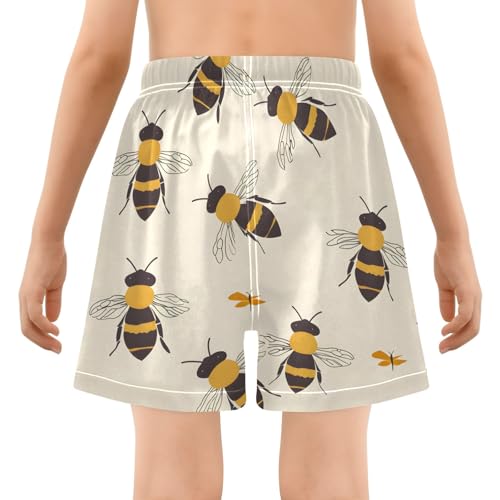 Bolaz Toddler Boys Swimwear Swim Trunks with Compression Liner 4T Bees Off-White3
