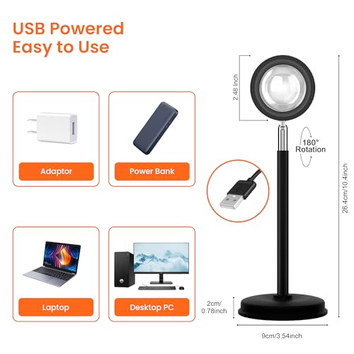 image for Tsrarey Sunset Lamp Projector with Remote Control, Multiple Colors LED