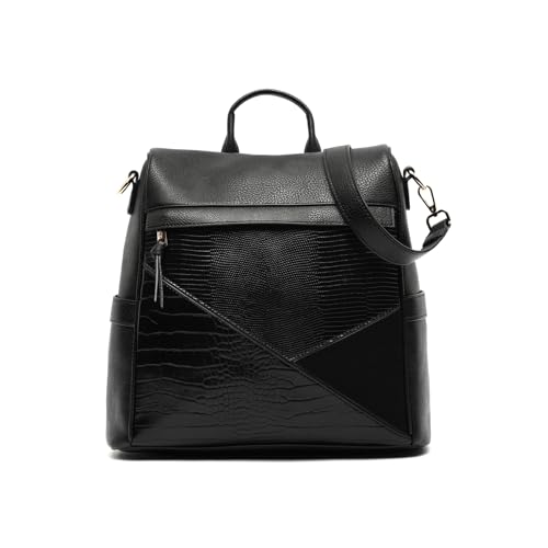 MISAKO Ofel mochila antirrobo con estampado patchwork animal print Mujer - Ofel Negro 31x32x12 cm