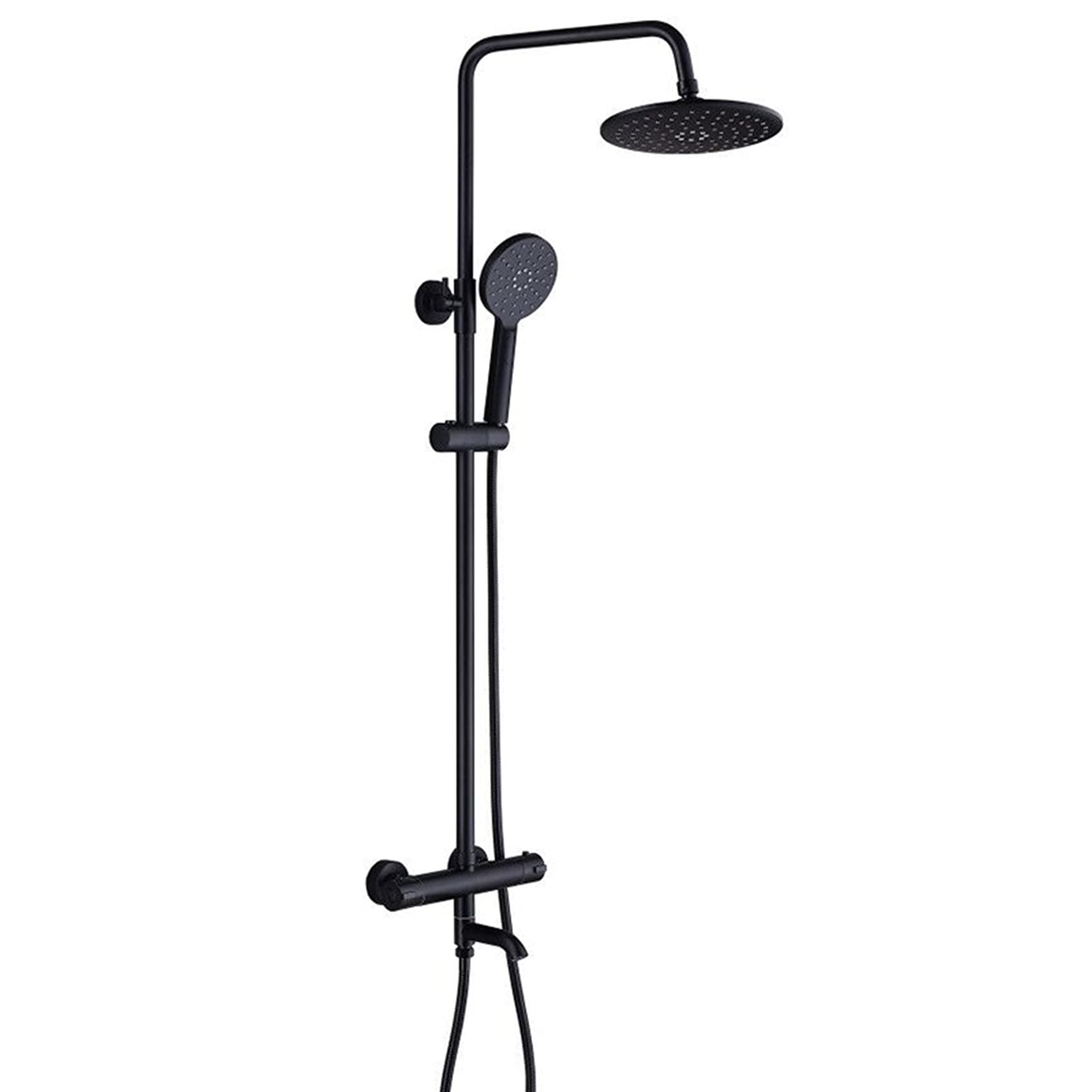 Ensemble de douche anti-cuvette thermostatique noir résolvant les problèmes de calcaire