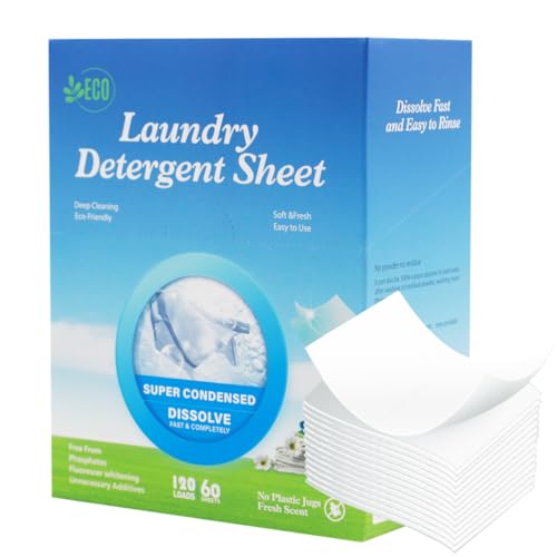 BomnKa Laundry Detergent Sheets, 60 Sheets/120 Loads Eco-friendly Deep Clean Washing Detergents Ocean Fresh Fragrance Concentrated Sustainable Sheets for Washing Clothes