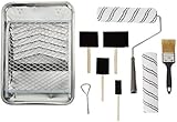 Amazon Basics Paint Roller Kit - Includes Paint Roller Covers and Paint Cage Frame With Metal Tray, 11-Piece