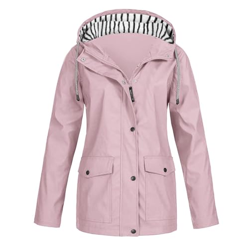 OIOLOYJM Yellow Rain Jacket Womens Waterproof with Hood Light Weight Jackets for Women Casual Fall Winter Plus Size Raincoat