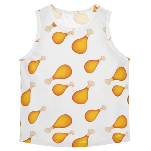 J JOYSAY Cartoon Chicken Leg White Boys Tank Top Sleeveless Muscle Shirts Quick Dry Kids T-Shirts 3-15T
