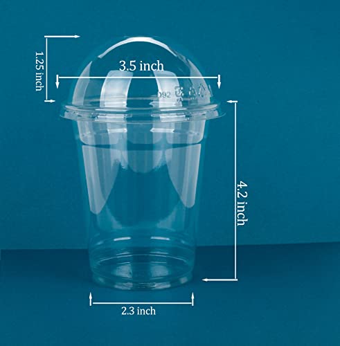 Image of Golden Apple Cup series, 12oz-50sets Clear Plastic cups with Dome lids with hole (50cups+50lids)