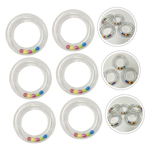 Portable Newborn Rattles 12 Pcs Transparent Circle Rattle Bead Sets Beads Bracelet Wrist Rattle Soothing Gums Set Mobiles Transparent Rattles Plastic Hand Bell Plastic #TOP5