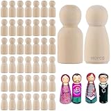 Oungy 160 Stück Holzfiguren zum Bemalen, 35mm Spielfiguren Holz, Holzkegel zum Basteln, Unvollendete Figuren zum Bemalen, Rohling Holzfiguren für DIY Bemalen und Basteln (2 Formen)