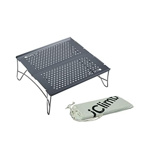 iClimb Mini Solo Folding Table Ultralight Compact for Backpacking Camping Hiking Beach Picnic (Gunmetal, Mini)