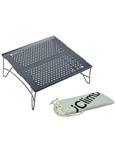 iClimb Mini Solo Folding Table Ultralight Compact for Backpacking Camping Hiking Beach Picnic (Gunmetal, Mini)