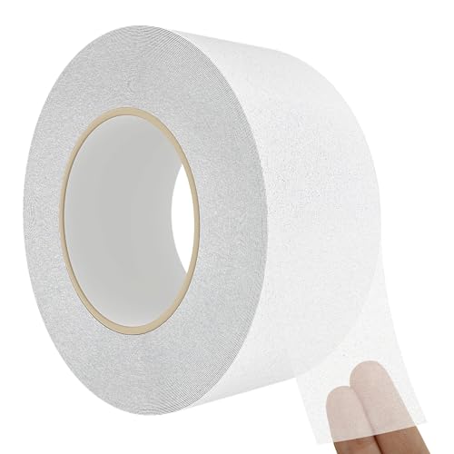 CINTA ANTIDESLIZANTE ESCALERAS 10MTS x 5CM | CINTA ADHESIVA ANTIDESLIZANTE | USO INTERIOR Y EXTERIOR | PREVIENE CAÍDAS Y RESBALONES | SEGURIDAD PARA NIÑOS Y ANCIANOS. (TRANSPARENTE, 5CM X 10MTS)