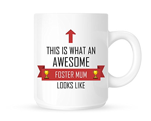 DottsMusicThis is What an Awesome Foster Mum Looks Like - Tea/Coffee Mug/Cup - Red Ribbon Design - Great Gift Idea
