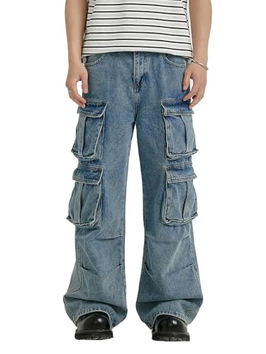 Men's Wide Leg Jeans, Super Baggy Loose Fit Denim Pants, Y2K Skater Streetwear Trousers