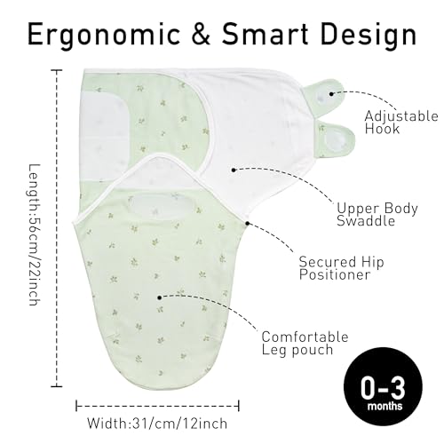 Image of GLLQUEN BABY Swaddles for Newborns 0-3 Months, Adjustable & Easy Fastener | 3-Pack, Organic Cotton Swaddle, Womb-Like Nursery Swaddling Blanket reduces startle reflex, soft and skin-friendly fabric