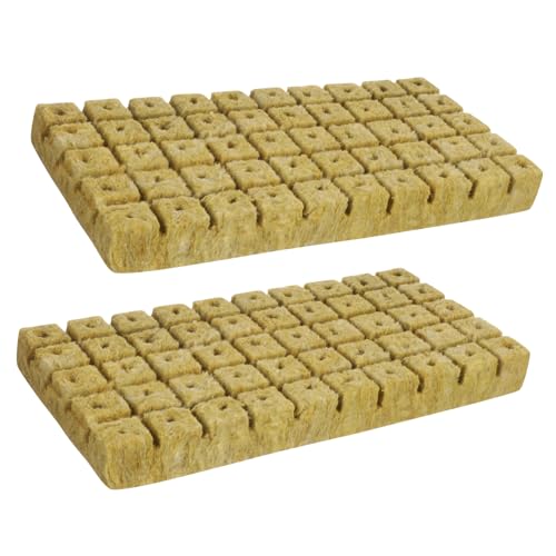 VINTORKY 100個 ガーデンロックウールアスベスト 水耕栽培タワー ポタジェ ルートプラグ 開始キューブ 立方体 水耕栄養素 水耕栽培肥料 無土栽培養分ブロック ウールキューブの伝播 成長中