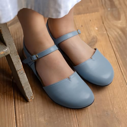 Image of PARTY Closed Toe Sandals Women, Barefoot Arch Support Flat Sandals for Office Work and Travel with Comfortable Cork Footbed