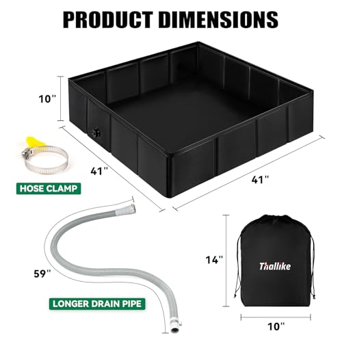 Base de ducha portátil mejorada, 41" x 41" x 10" para exteriores, base plegable para camping con tubería de drenaje desmontable, para playa, RV e interiores miniatura 4